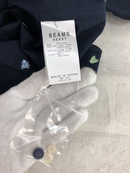 BEAMS HEART ビームスハート タグ付き 半袖シャツ ボタンダウンシャツ ネイビー SIZE:S MH632022042701の画像5