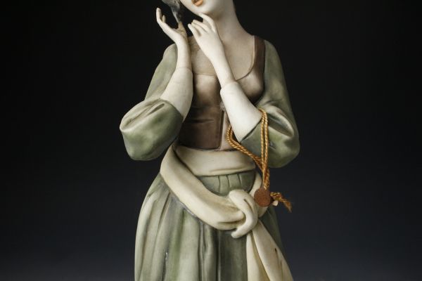 【LIG】西洋アンティーク 在銘 陶器人形 女性像 美人像 特大39㎝ 細密造 [.W]04_画像4