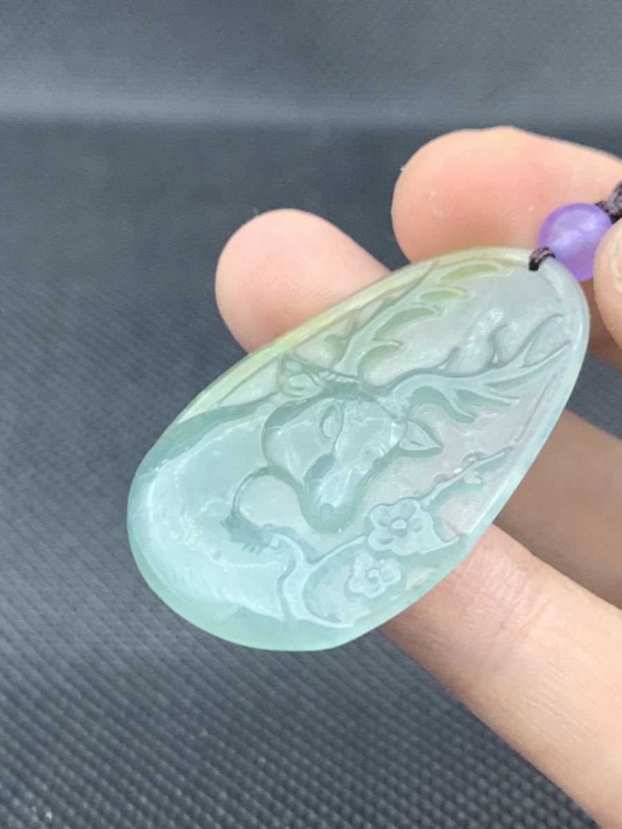驚きの価格が実現! ミャンマー本翡翠Aジェイド 濃いラベンダー色金運