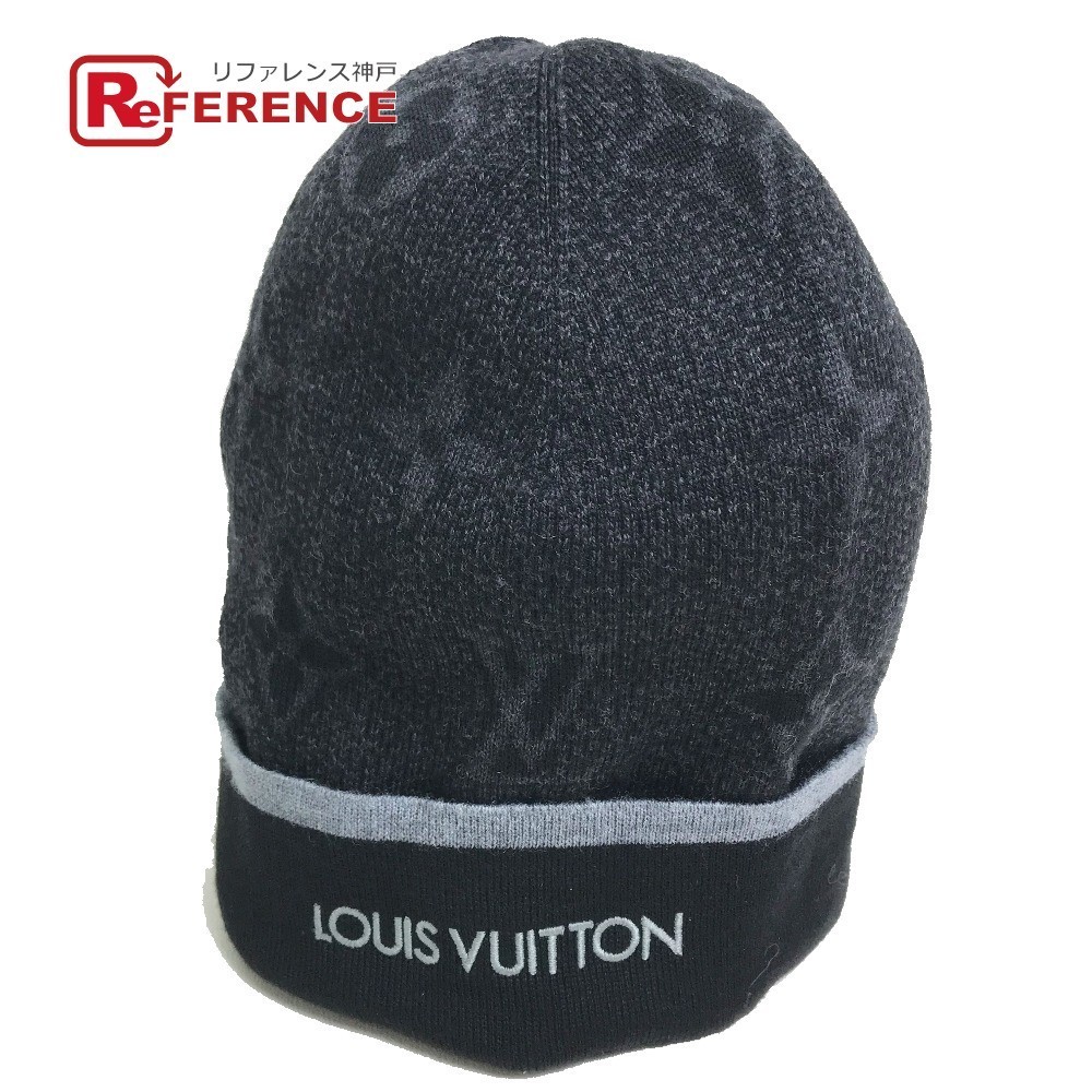 美品 LOUIS VUITTON ルイヴィトン M73469 ボネ マイ モノグラム 中古 グレー メンズ 帽子 エクリプス ニット帽 ブラック ウール 海外輸入 大人気