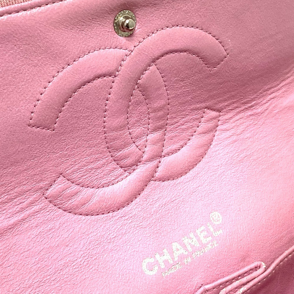 CHANEL シャネル CCココマーク マトラッセ25 ダブルチェーン Wフラップ ショルダーバッグ ジャージ ピンク レディース【中古】_画像8