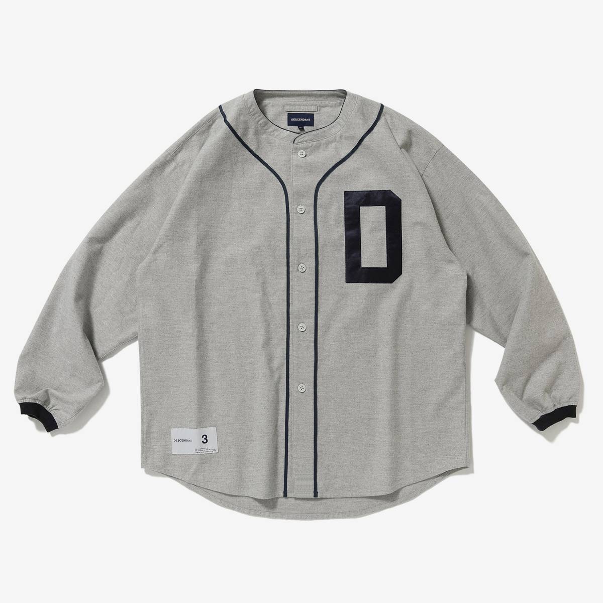 希少★新品本物【灰★2】BLEEK BASEBALL SHIRT ブリーク ベースボールシャツ アップリケ 正規店購入 ディセンダント 入手困難 DESCENDANT_画像1