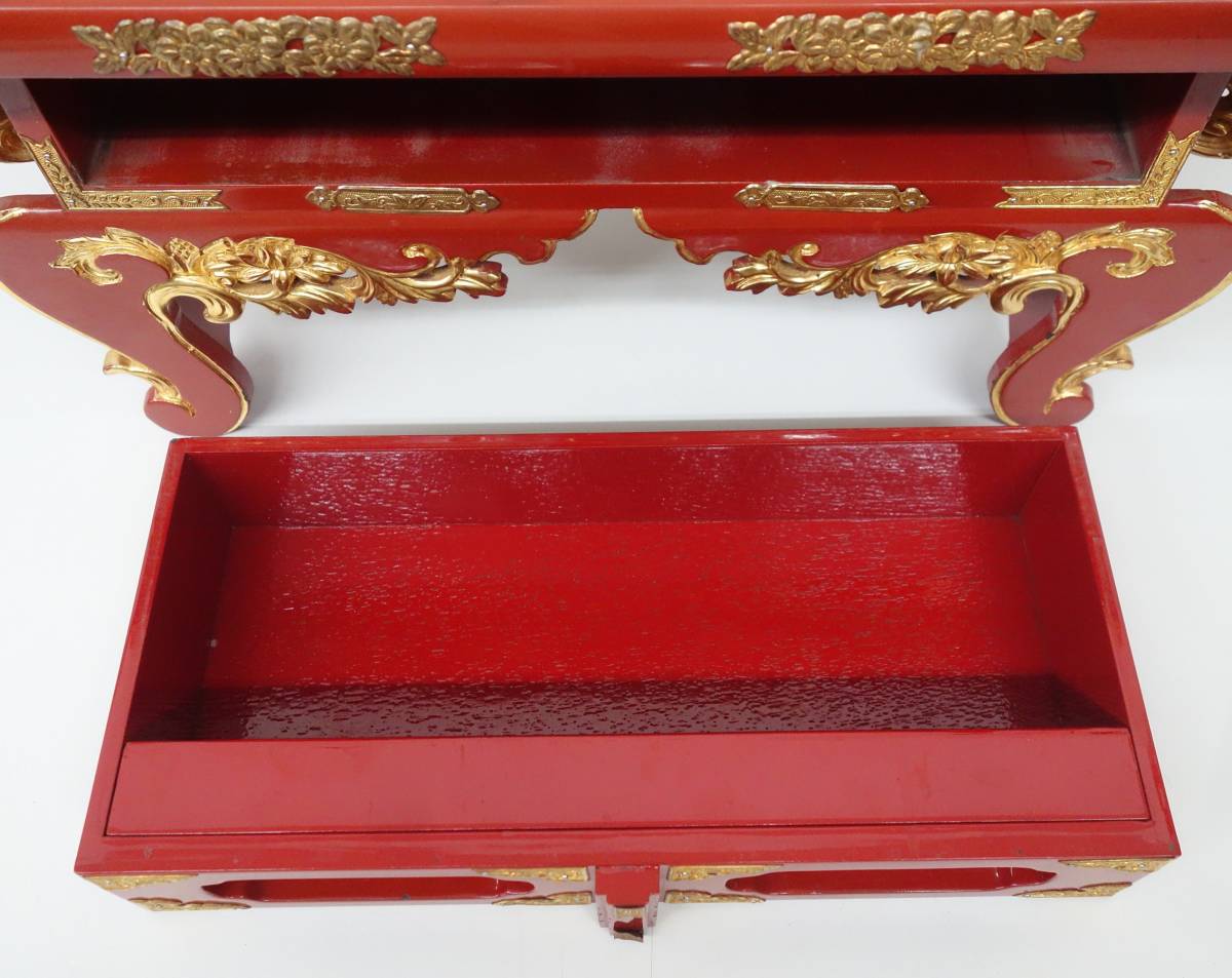 family Buddhist altar Buddhist altar fittings Buddhism fine art * high class Buddhist altar fittings * sutra desk front desk . table *. paint gold paint sculpture equipment ornament metal fittings strike * era old thing Buddhism . pcs .book@ censer ...
