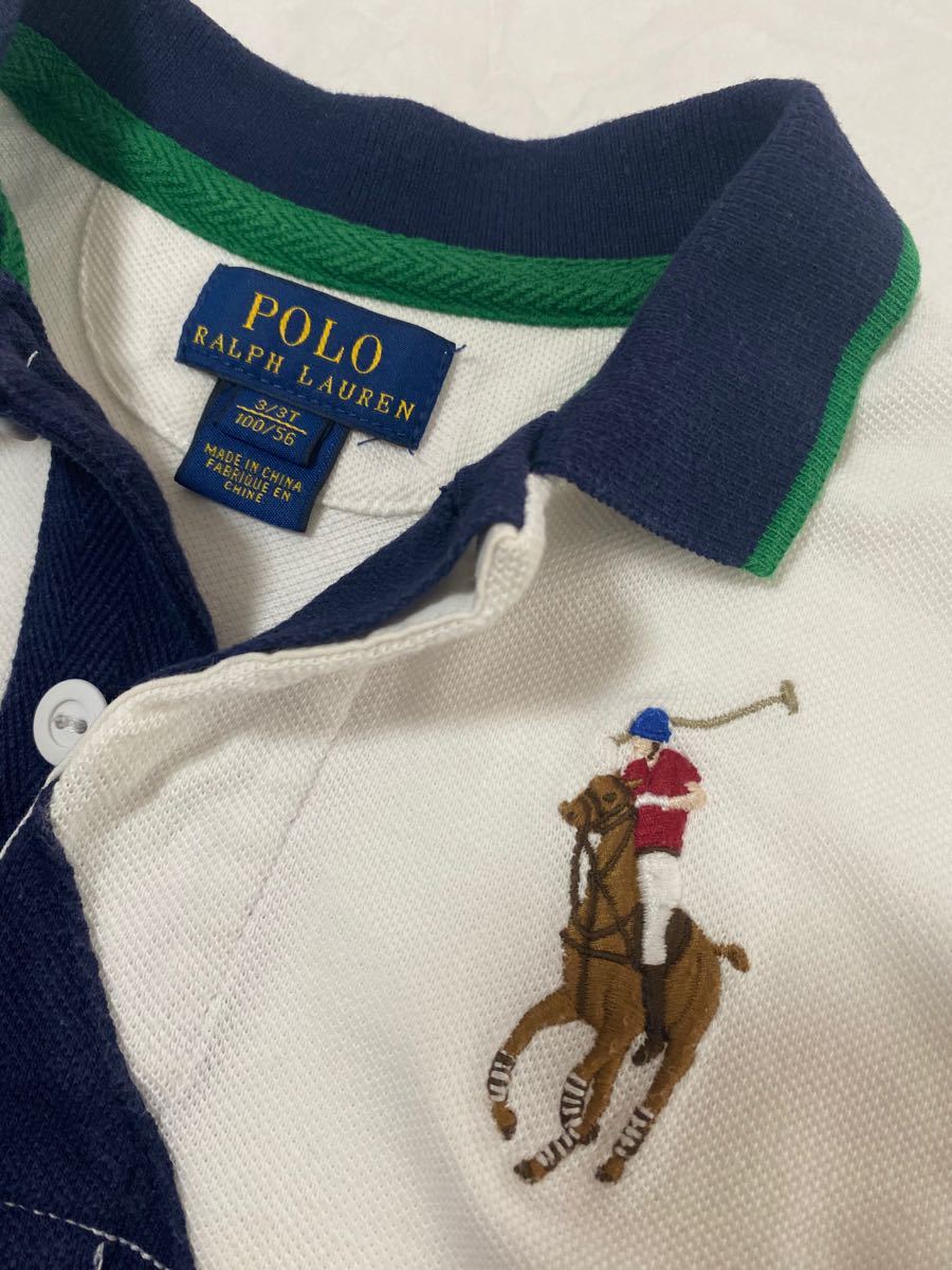 美品　ポロ　ラルフローレン　3T 100 ポロシャツ　オシャレ　男の子　紺　ビッグポニー POLO RALPH LAUREN