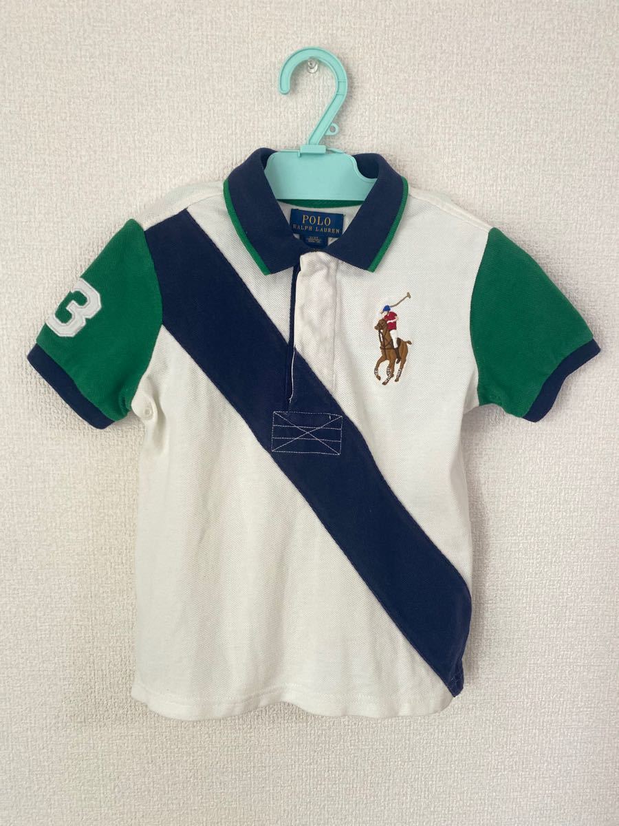 美品　ポロ　ラルフローレン　3T 100 ポロシャツ　オシャレ　男の子　紺　ビッグポニー POLO RALPH LAUREN