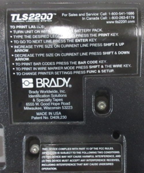T246□BRADY(ブレイディ) ハンディ 熱転写プリンタ TLS2000 / 凍結面
