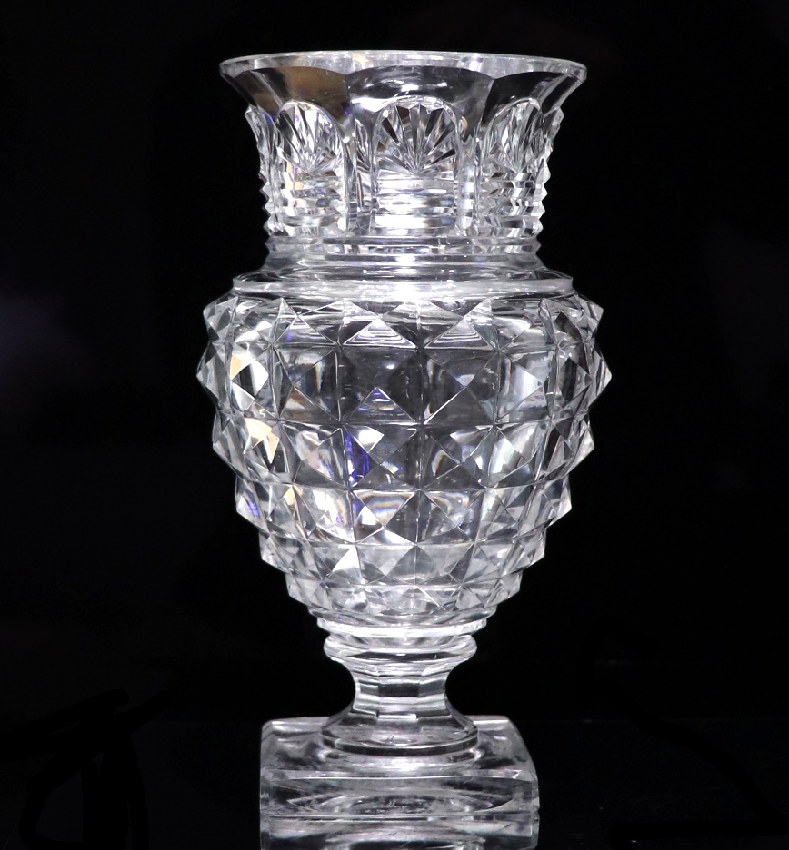 もらって嬉しい出産祝い オールド・バカラ (BACCARAT) 切子 メディチ ディアマン アンティーク 花瓶 クリスタルガラス 花瓶 大型 ダイヤモンドカット 希少モデル バカラ