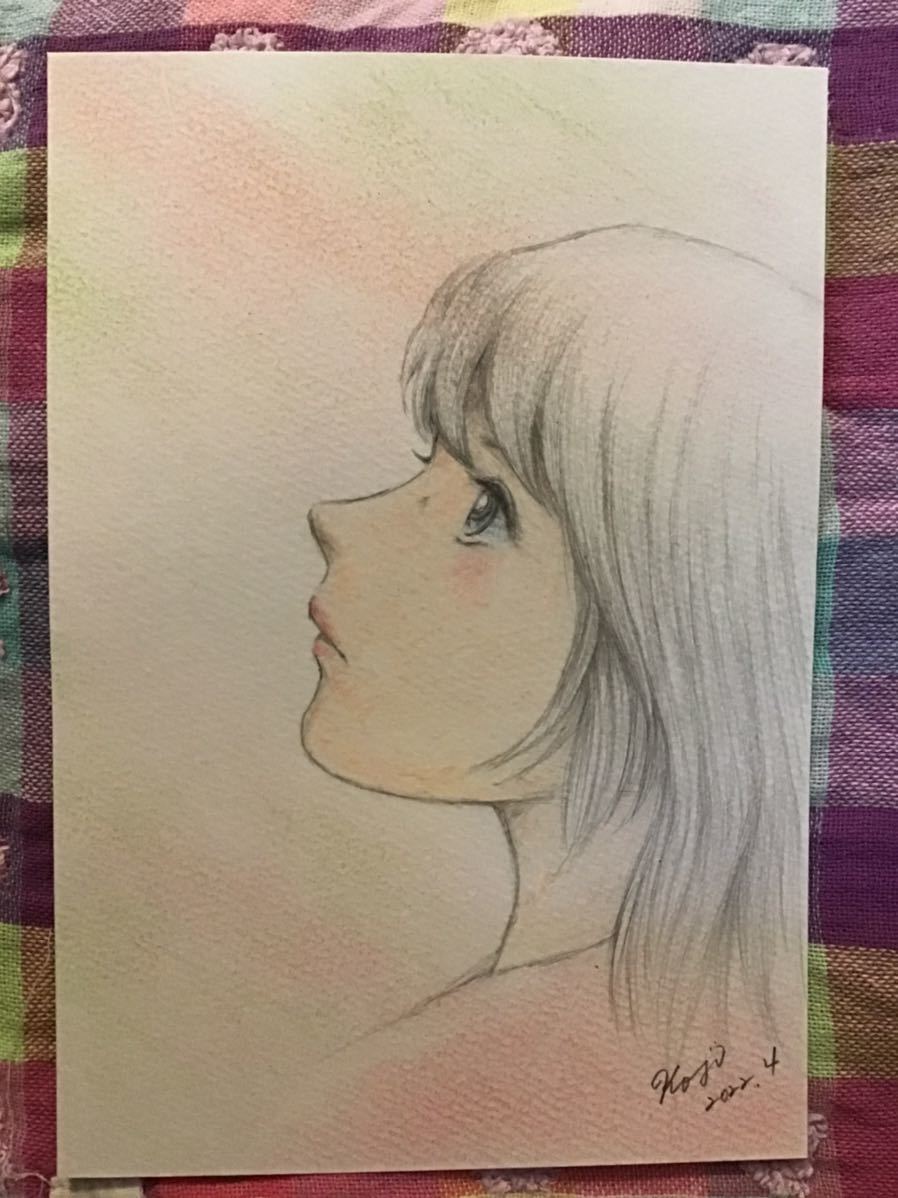 手書きイラスト 女の子 ☆桜人 ☆鉛筆 色鉛筆 ☆画用紙 ☆サイズ 手書きイラスト 女の子 ☆桜人 ☆鉛筆 色鉛筆 ☆画用紙 ☆サイズ