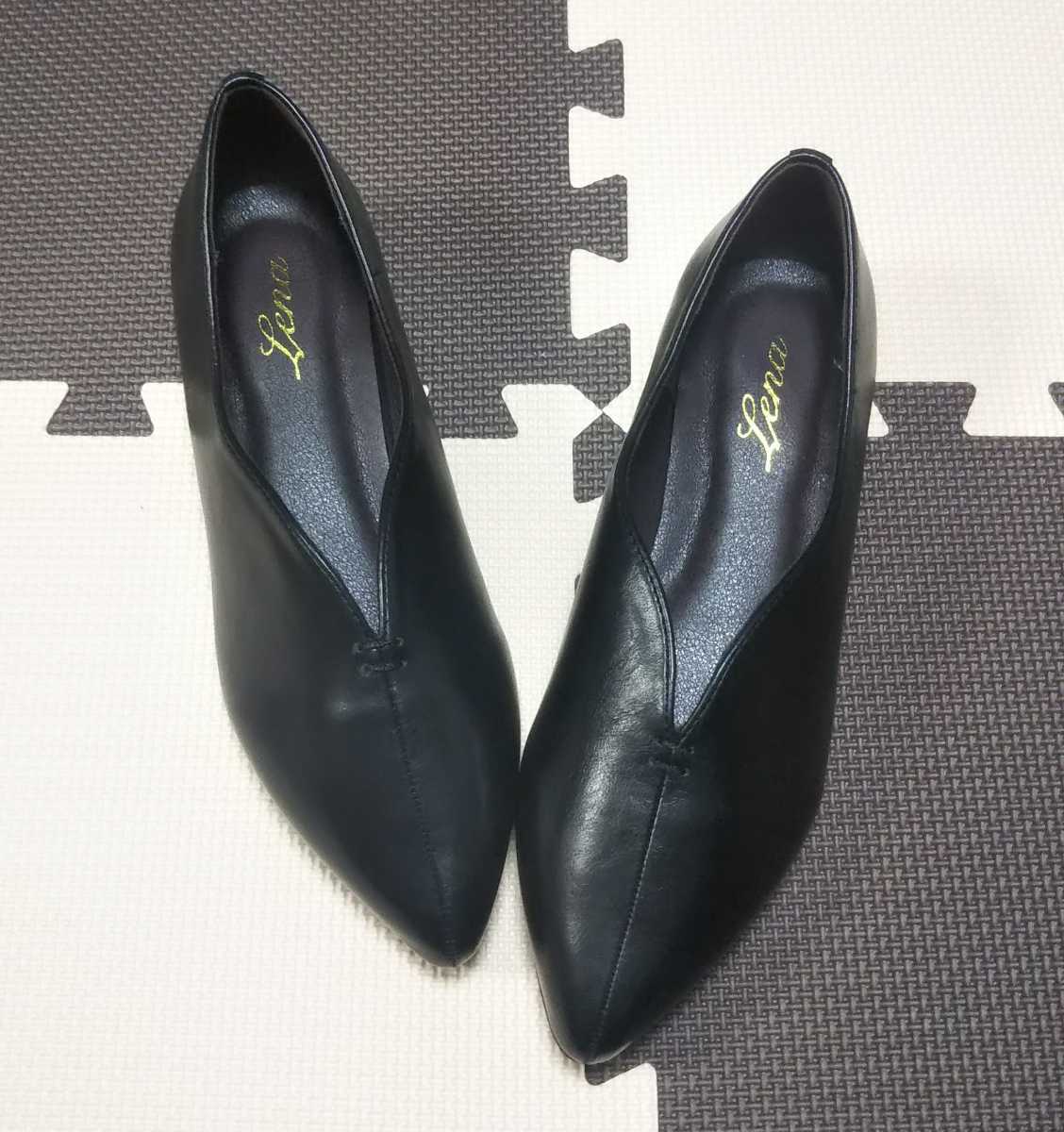 新品 Vカットフラットシューズ ブラック Lサイズ 24cm 24 0cm 24 5cm