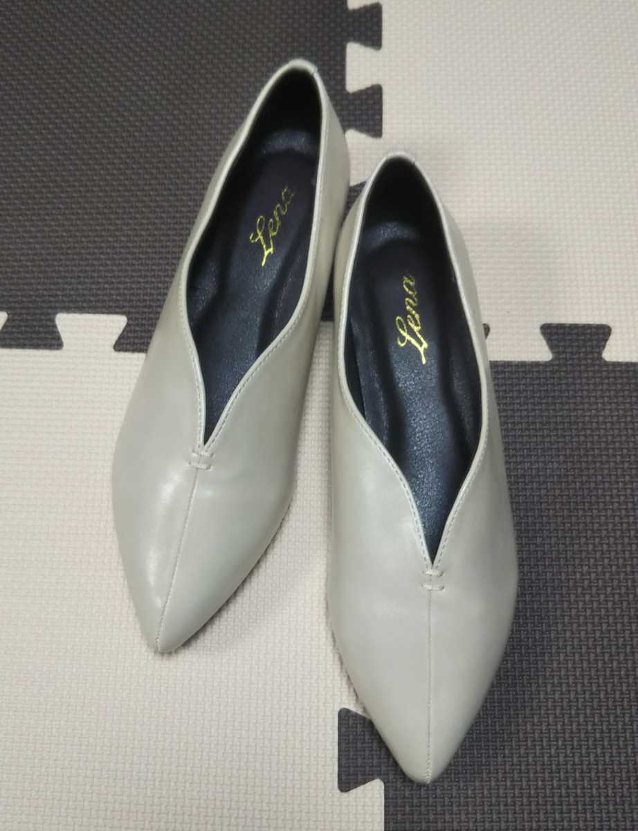 新品 Vカットフラットシューズ アイボリー Lサイズ 24cm 24 0cm 24 5cm