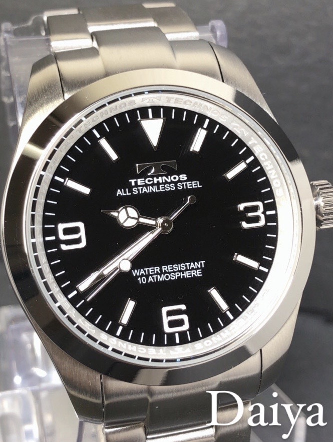 TECHNOS テクノス 正規品 腕時計 シルバー ブラック オールステンレス 