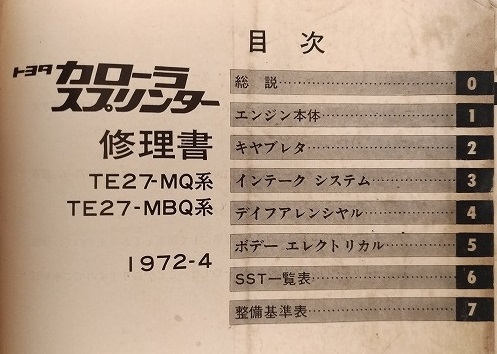 カローラ レビン1600 (TE27-MBQ系) 修理書 1972-4 スプリンタートレノ1600 LEVIN TRUENO 古本・即決・送料無料 管理№ 90366の画像3