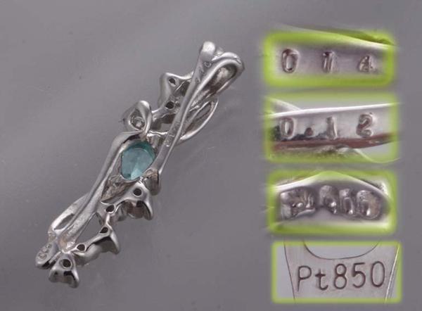 * pattern attaching palaiba tourmaline. Pt900 made necklace *3.4g/IP-4455