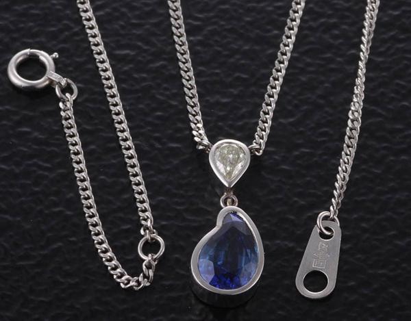 ☆サファイア1.65ct+ダイアのPt850製40.5cmネックレス/IP-4019_画像3