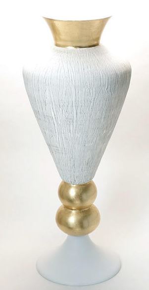 本物の フラワーベース 輸入雑貨 イタリア製 花瓶 送料無料 FRN-02W-GL H84cm ナポリ 金 白 直輸入 リビングスタジオ ストーンフィニッシュ ガラス 花瓶