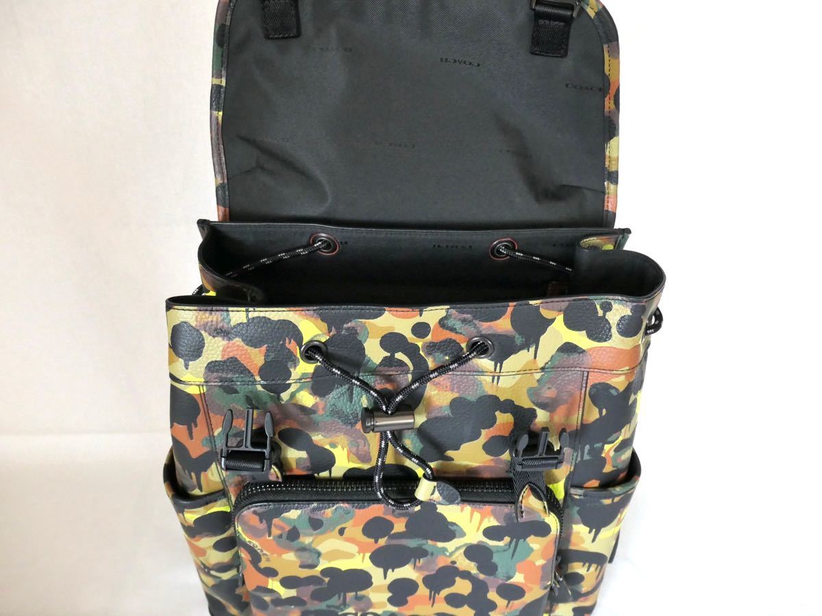 新品!【コーチ】百貨店モデル☆リーグ フラップ バックパック☆カモ柄
