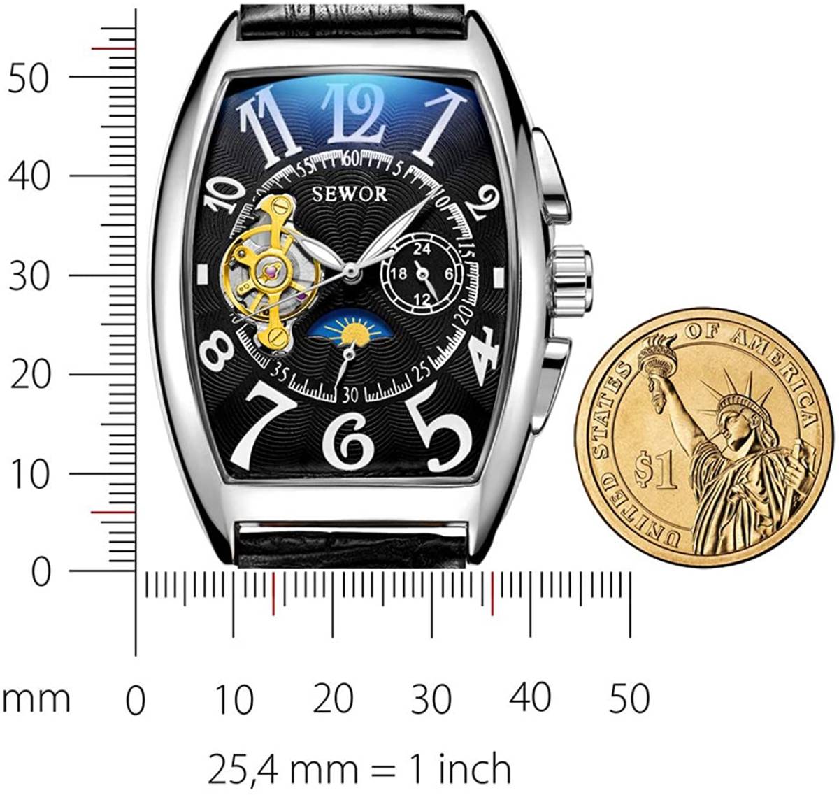 高品質な 腕時計 ブラックシルバー 自動巻き メンズ 革 ウォッチ カジュアル ビジネス 自動 オシャレ モダン 男性 腕時計 プレゼント