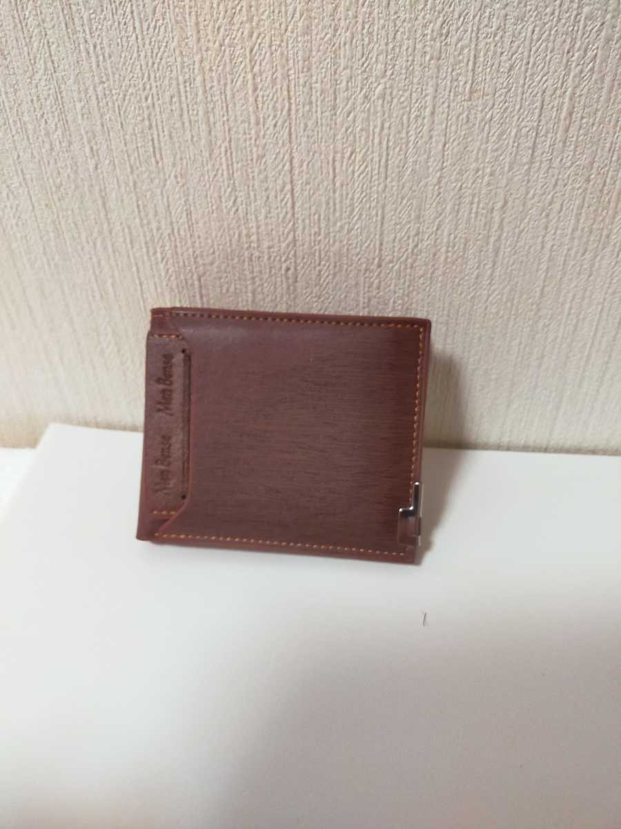 新品　　二つ折り財布メンズ　ブラウン_画像1