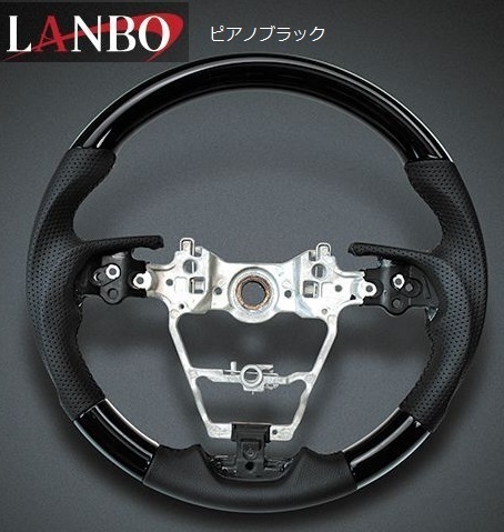 【M’s】トヨタ ハリアー MXUA/AXUH80・85 LANBOオリジナル ガングリップコンビステアリング ピアノブラック TOYOTA ランボ_画像1