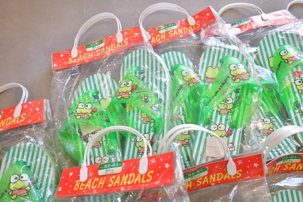  retro that time thing Sanrio 1991 year made in Japan Sanrio Kero Kero Keroppi keropi sandals unused unopened together prompt decision 