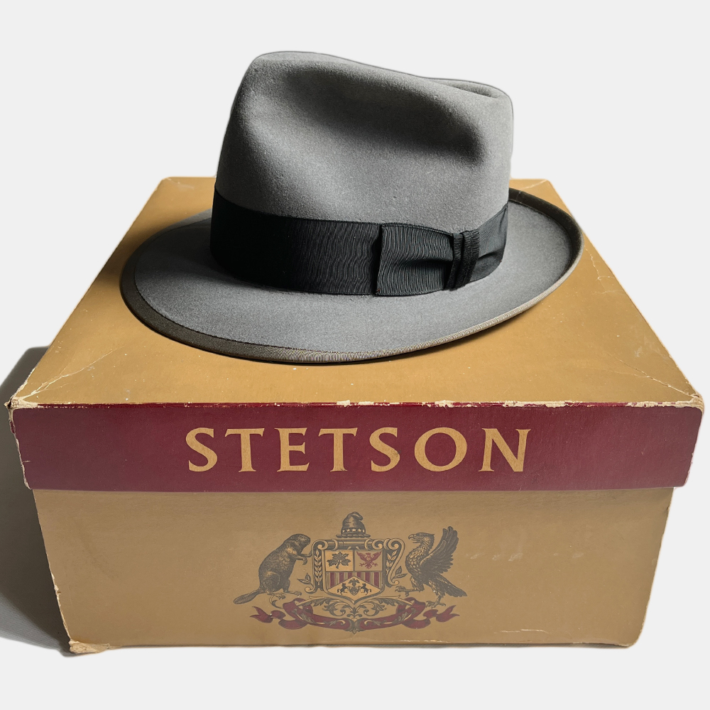 NOS! 50's STETSON 58.5CM WHIPPET ウィペット ステットソン DEAD デッドストック 人気 VINTAGE HAT ヴィンテージ ハット レア 着用 GRY 箱