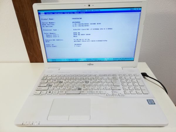 ジャンク】富士通 LIFEBOOK AH50/A3 FMVA50A3WP Core i7-6700HQ BIOS