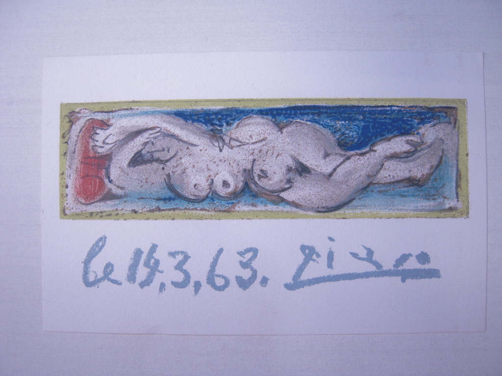 「ピカソのリトグラフ 横たわる裸婦『 le 14.3.63 』11×18cm」画像を見て下さい