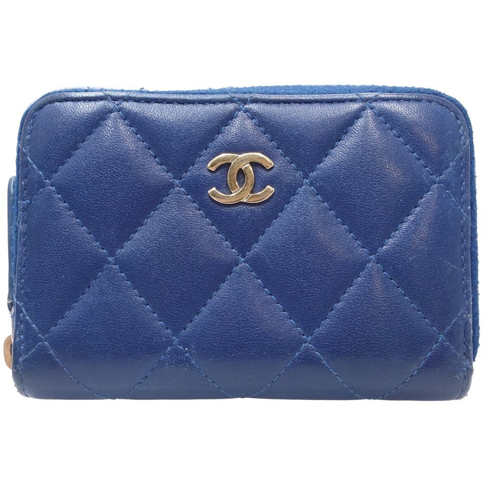 シャネル CHANEL コインパース ココマーク ラムスキン ブルー /081405