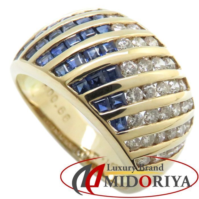リング K18YG サファイヤ1.50ct ダイヤモンド0.66ct 13.5号 18金