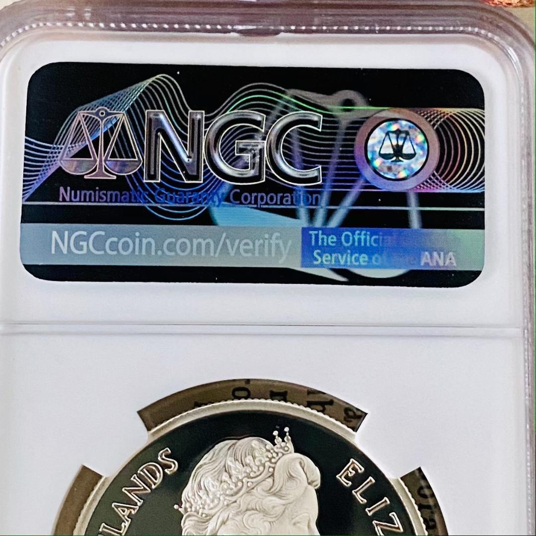 ★NGC★最高鑑定★1977 PF69 ケイマン諸島 イギリス 銀貨 1ドルUC_画像9