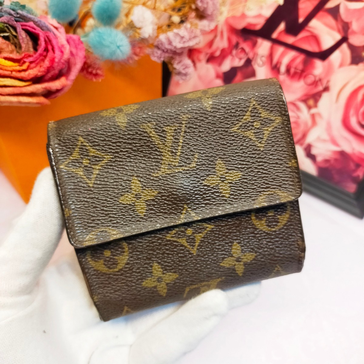 美品 Louis Vuitton ルイヴィトン モノグラム ポルトフォイユ エリーズ