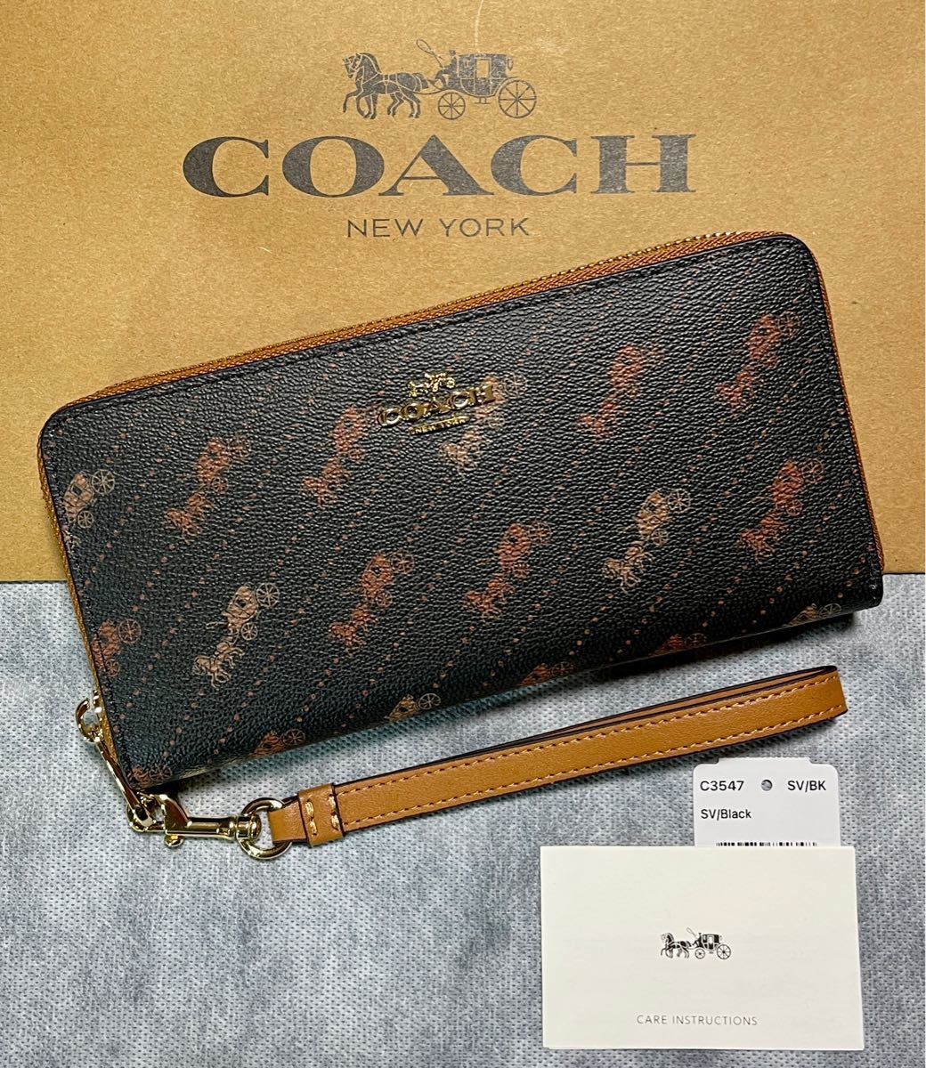 COACH コーチ 長財布 C3547 馬車柄 ブラウン(こげ茶)