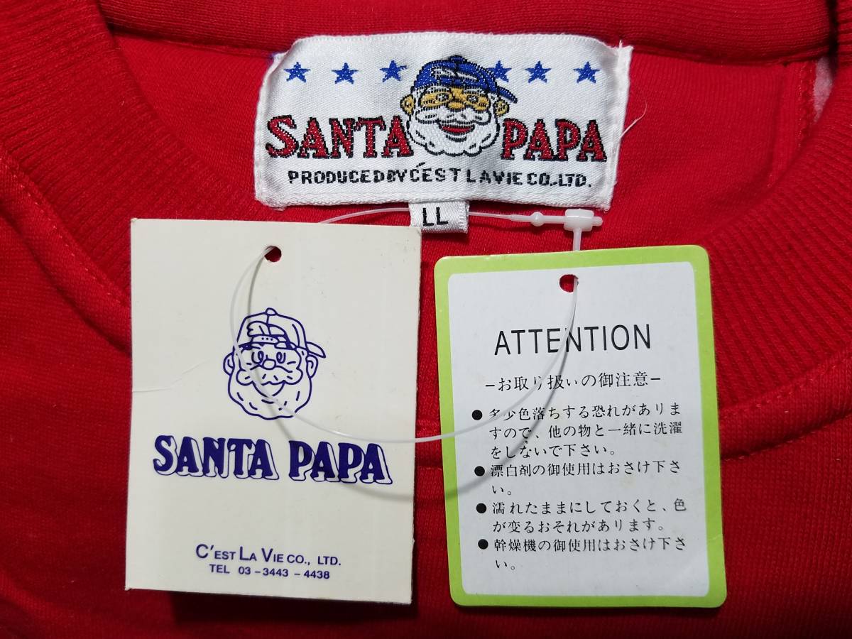 送料510円～(即決は送料無料) 新品SANTA PAPA FAMILYスウェット メンズLLサイズ レッド裏起毛トレーナー2L 長袖サンタパパ赤XL_画像5