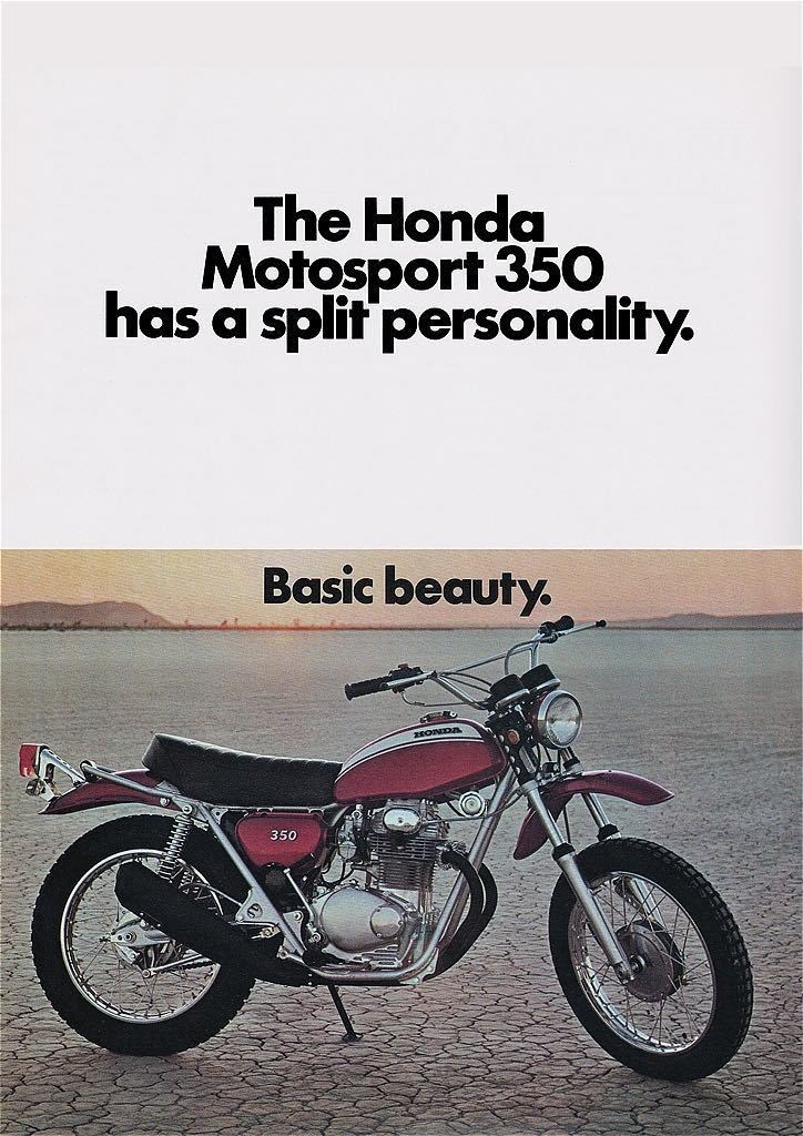 ポスター★1971年 アメリカ・ホンダ SL350 US広告★トレールバイク/オフロード/モトクロス/Honda XL_420×297mm（A3)