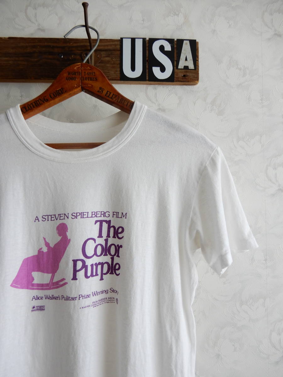 美品染み込み!８０ｓカラーパープルＣＯＬＯＲ ＰＵＲＰＬＥビンテージスティーブンスピルバーグムービーＴシャツＵＳＡ製アメリカ映画_画像1