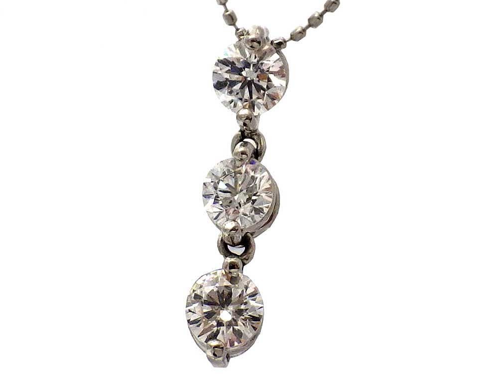 おトク情報がいっぱい！ トリロジー ダイヤモンドネックレス Pt900/850 3.0g 45cm　Jewelry Dia0.346ct/0.329ct/0.326ct Necklace プラチナチェーン