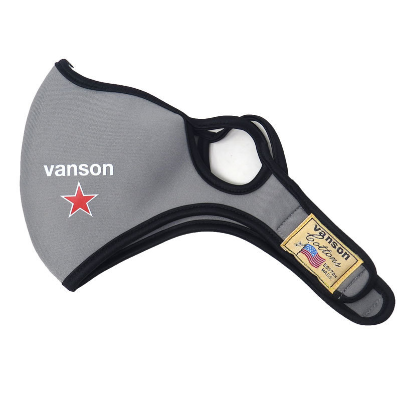 VANSON　耳掛け＆ベルクロタイプ　ネオプレンマスク　ワンスターロゴ　VMST2-GR　サイズフリー（6層構造のＷフィルター採用_画像2
