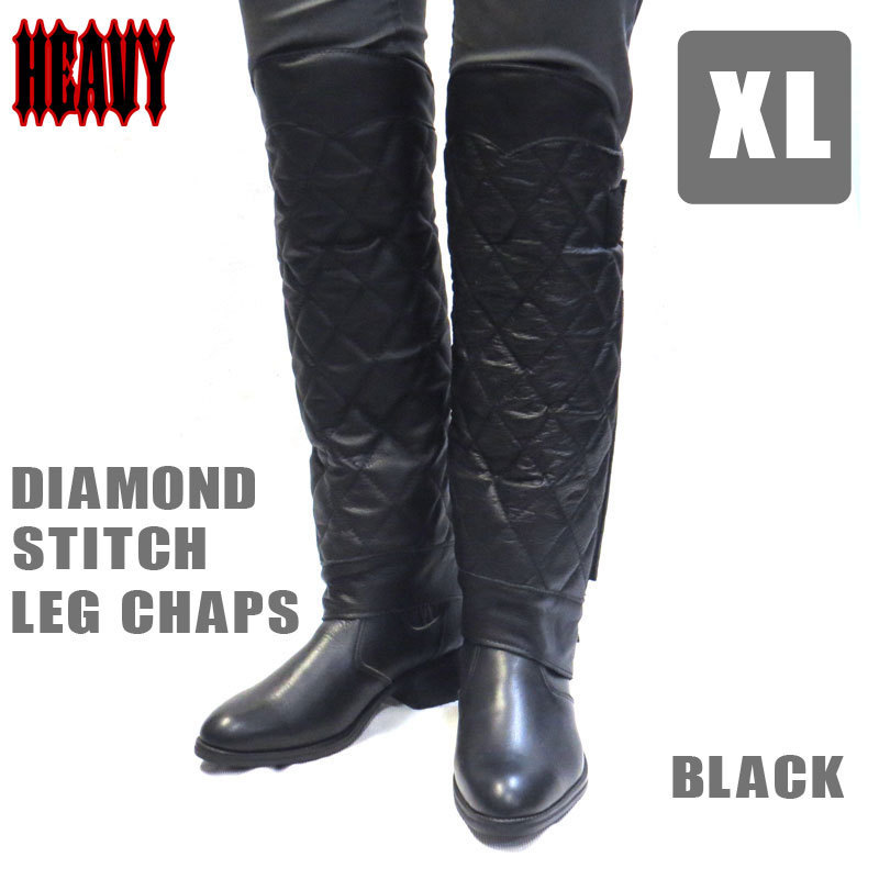 [HEAVY](XL размер ) бриллиант накладка нога chaps черный Moto голубой zLEG CHAPS