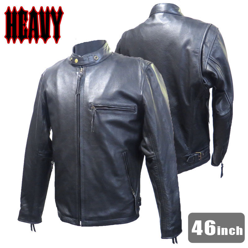 【HEAVY】(46インチ)プレミアムバッファローシングルライダースジャケット 革ジャン 本革 レザージャケット_画像1