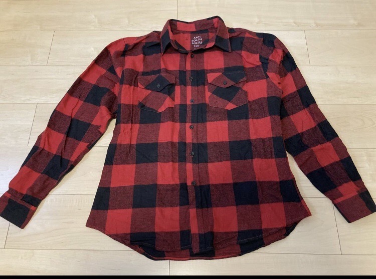 新品本物 SOCIAL SOCIAL ANTI ☆ CLUB XL 赤 チェックシャツ XLサイズ