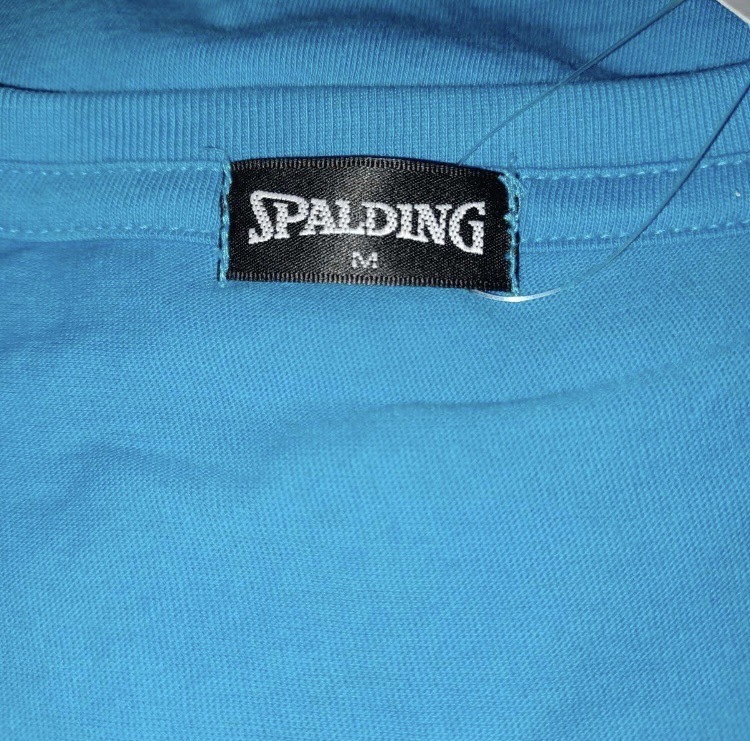 SPALDING　　 VネックTシャツ 　ターコイズブルー系 　Mサイズ_画像3