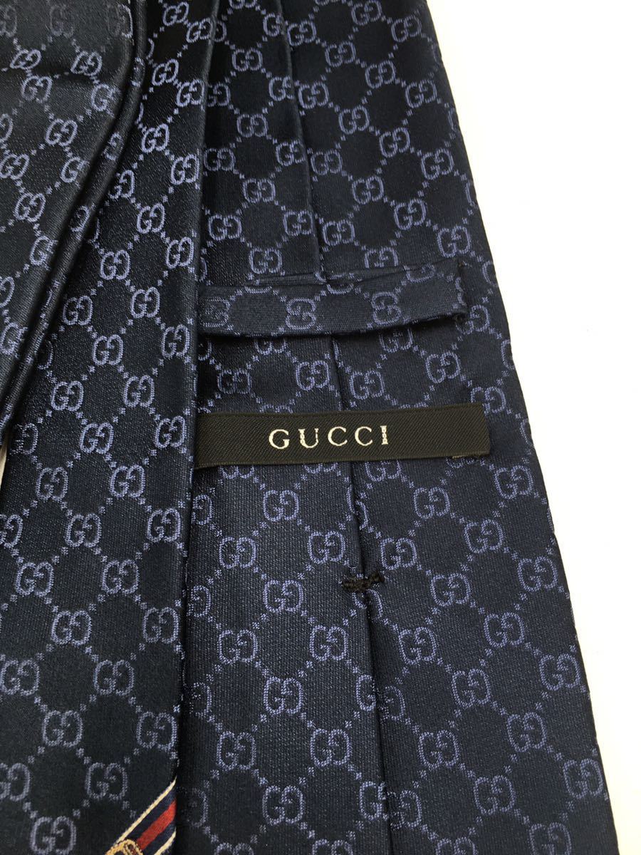 ◇ GUCCI グッチ GGパターン シルクタイ ネクタイ紺 ネイビー 的详细