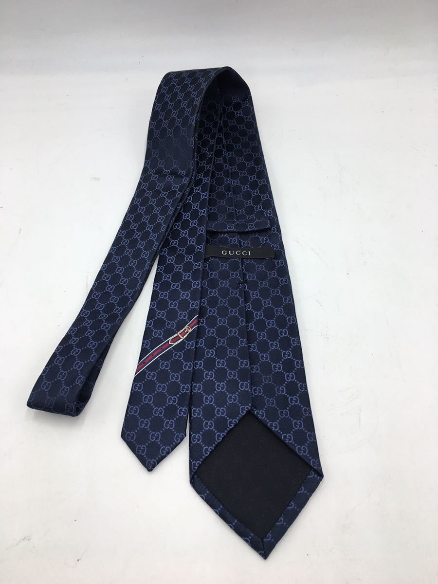 ◇ GUCCI グッチ GGパターン シルクタイ ネクタイ紺 ネイビー 的详细