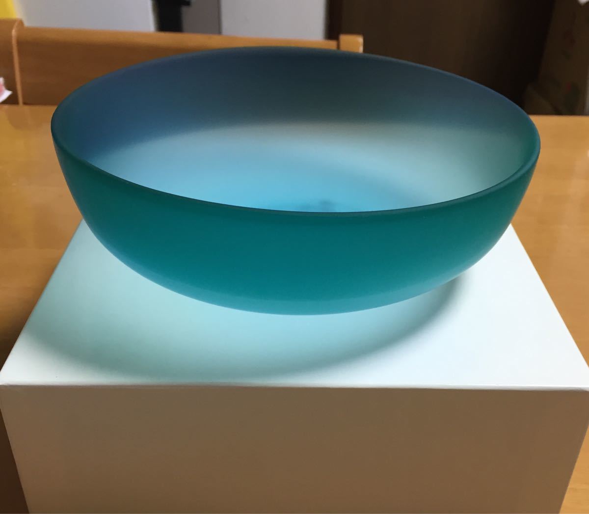 未使用　日本製　佐々木クリスタル 懐石の器　食器　クリスタルガラス　ブルー アンティーク