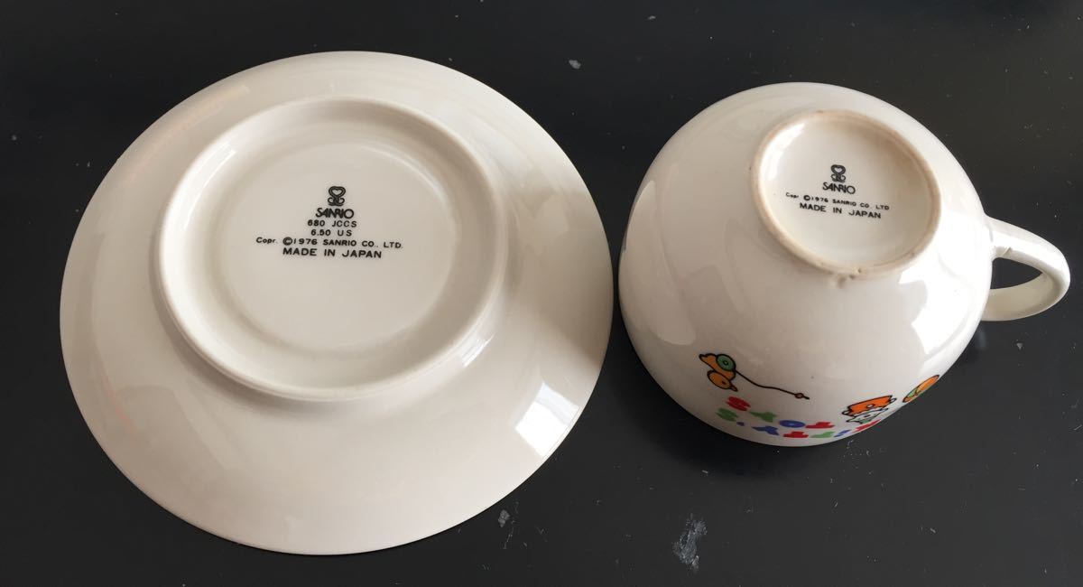 希少　昭和レトロ 陶器　日本製　1976年　サンリオ　キティズトイズ　ハローキティ　キティちゃん　カップ　ソーサー　 ティーカップ