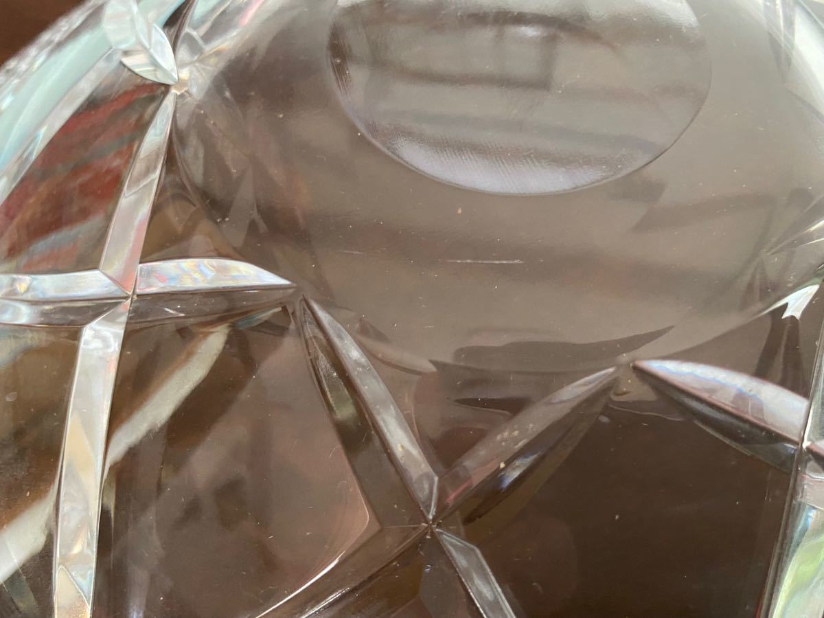 レア　未使用　BOHEMIA ボヘミア　ハンドカット　クリスタルガラス　大皿 ボヘミアガラス
