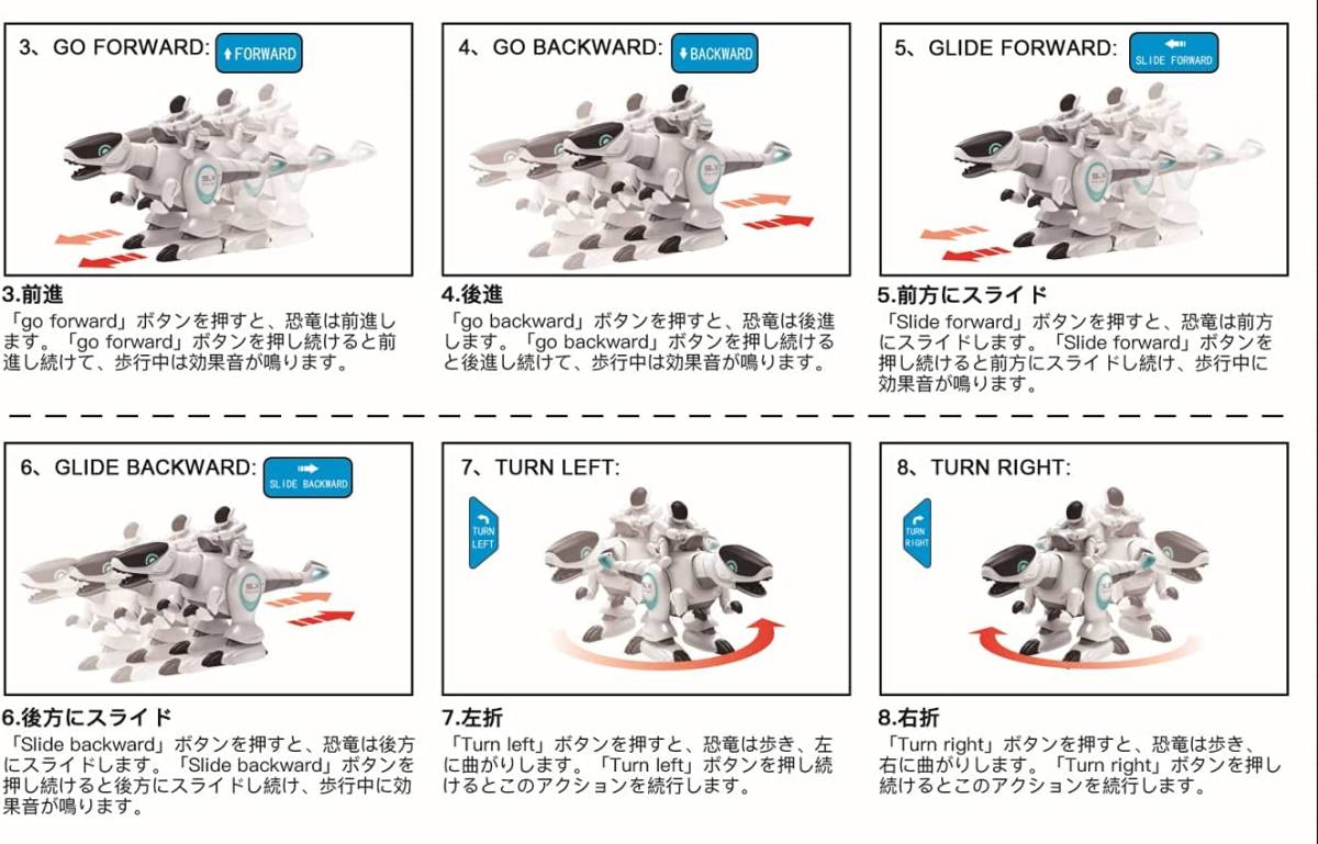 プログラム可能 知育 恐竜型 ラジコン RC ロボット 50分操作可能 うなり声発声 水スプレーモード 赤外線制御 日本語説明書付き 材質:ABS