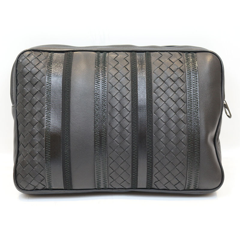 ボッテガ・ヴェネタ BOTTEGA VENETA クラッチバッグ レザー ブラック