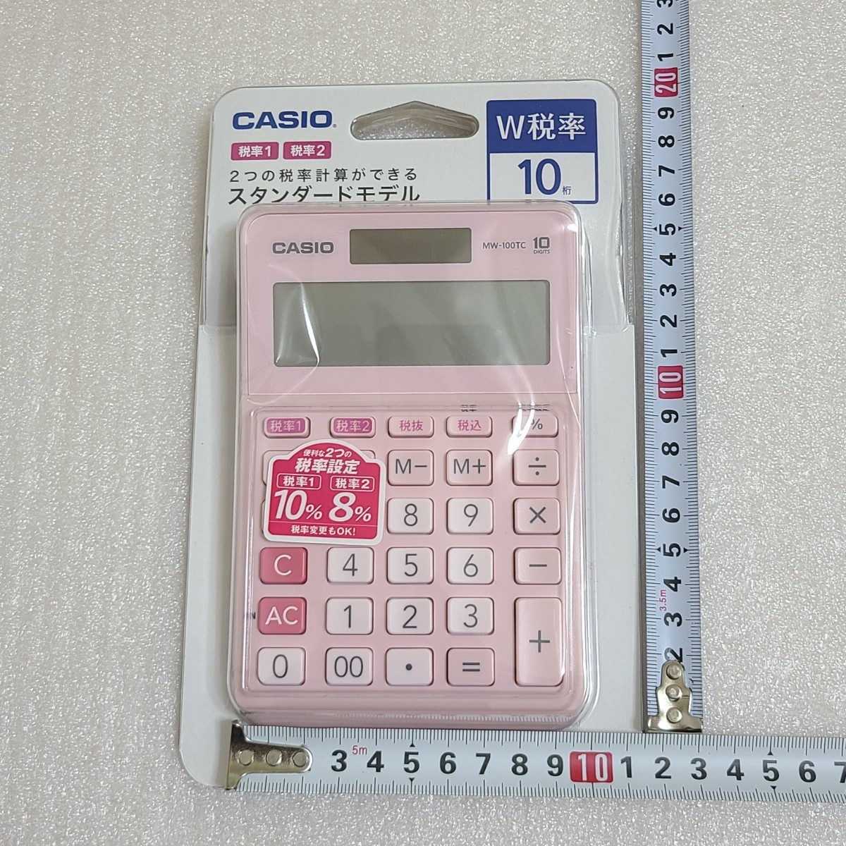 《新品》カシオ W税率電卓・ミニジャストタイプMW-100TC-PKピンク