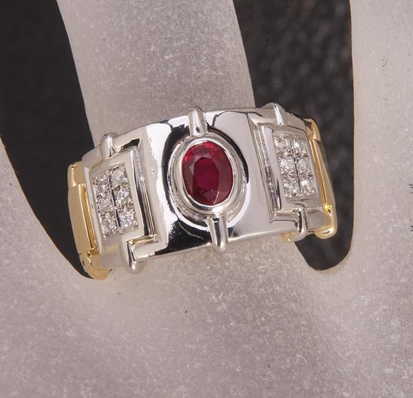 《質屋出品》Pt900/K18★天然ルビー0.462ct+ダイアリング★k-3062